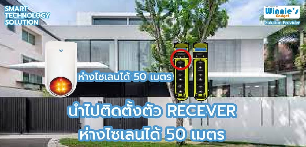 เลเซอร์กันขโมย ไร้สายพร้อมแบตเตอรี่ SebO รุ่น LASER สำหรับประตูรั้ว (สินค้าไม่รวมติดตั้ง)